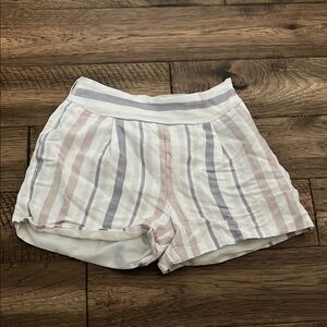 Express High Waist White and Pink Shorts